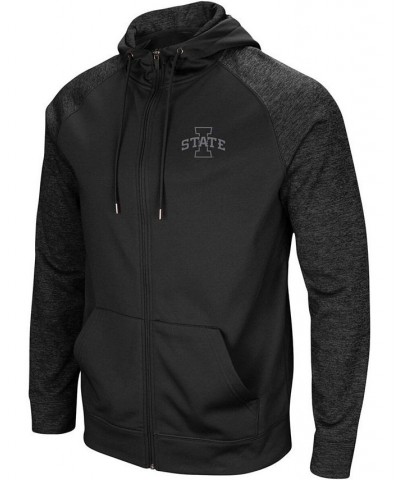 Men's Black Iowa State Cyclones Blackout 3.0 Tonal Raglan Full-Zip Hoodie $23.20 Sweatshirt