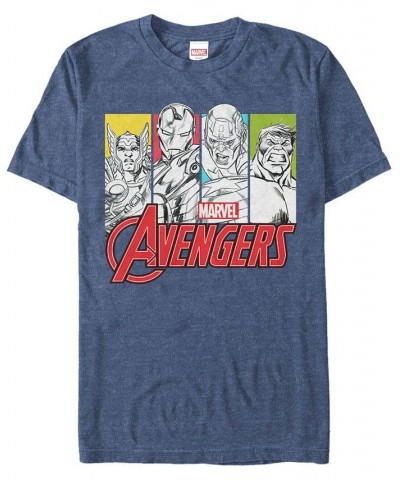 Marvel Men's Comic Collection Classic Pop Art Group Panels Short Sleeve T-Shirt Blue $15.40 T-Shirts