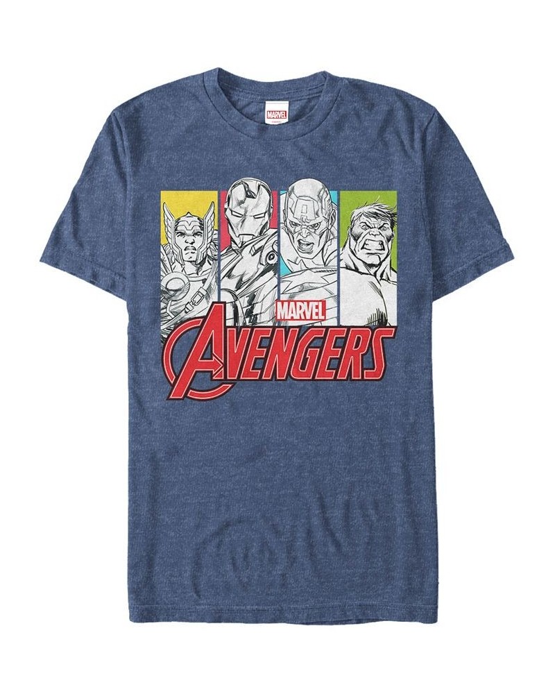 Marvel Men's Comic Collection Classic Pop Art Group Panels Short Sleeve T-Shirt Blue $15.40 T-Shirts