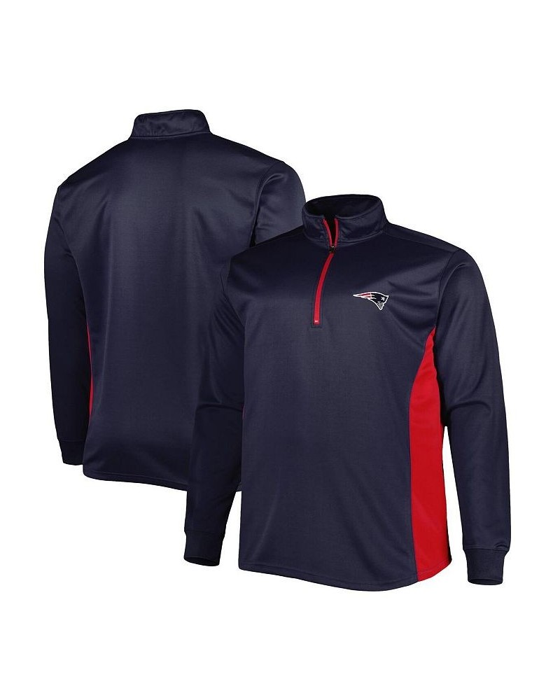 Men's Navy New England Patriots Big and Tall Quarter-Zip Top $28.00 Tops