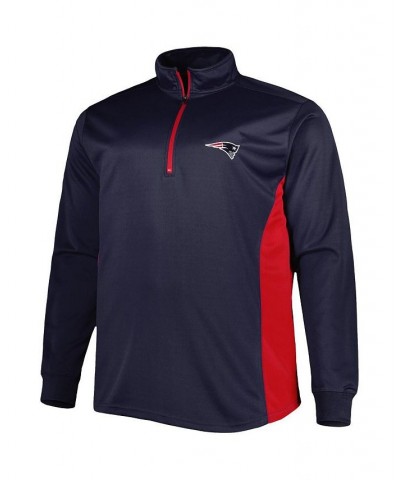 Men's Navy New England Patriots Big and Tall Quarter-Zip Top $28.00 Tops