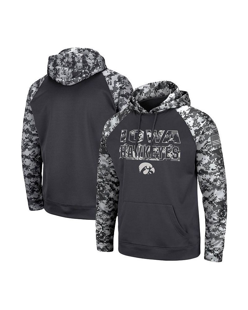 Men's Charcoal Iowa Hawkeyes OHT Military-Inspired Appreciation Digital Camo Pullover Hoodie $37.50 Sweatshirt