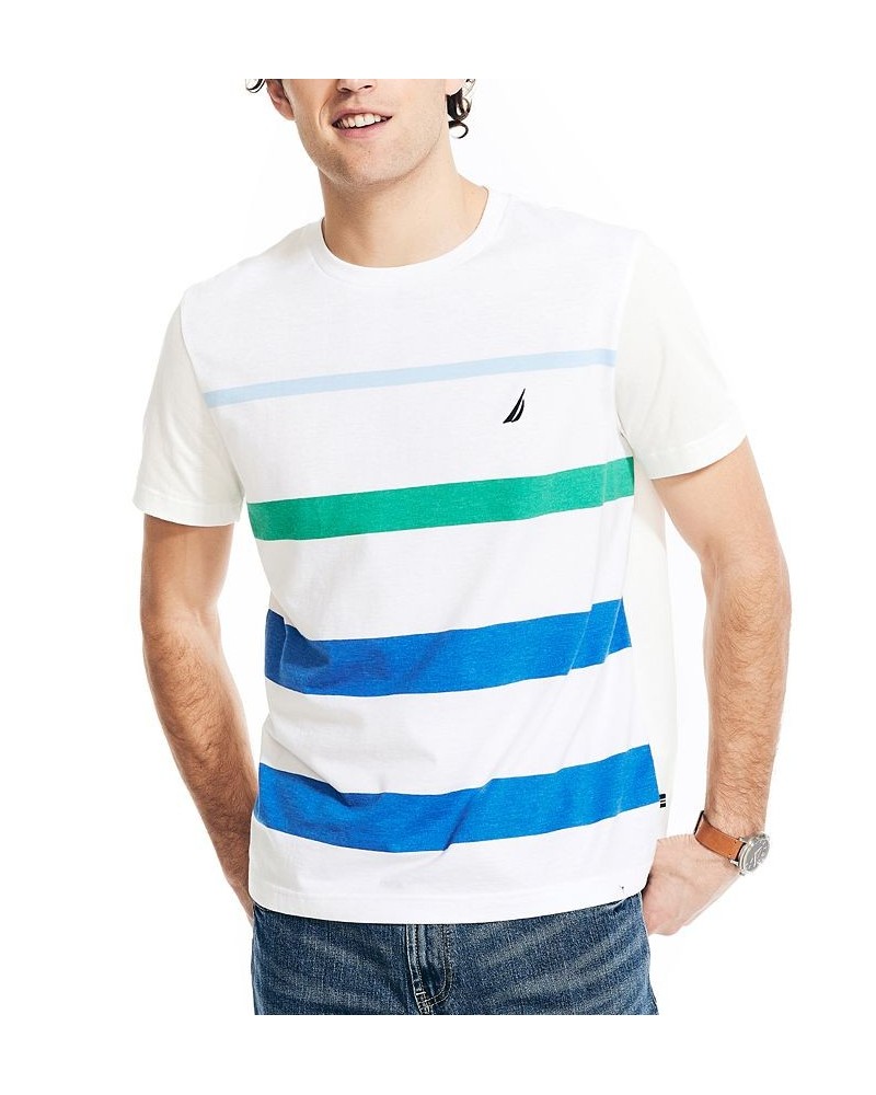 Men's J Class Cotton Jersey Striped Crewneck T-Shirt White $17.76 T-Shirts