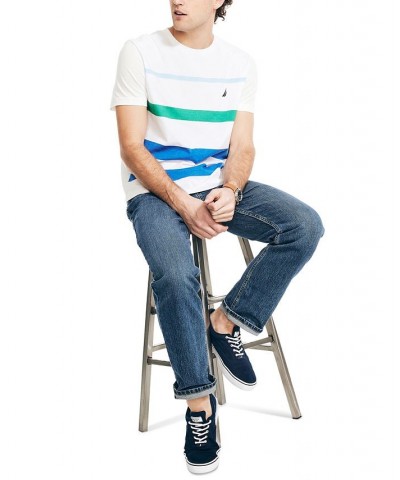 Men's J Class Cotton Jersey Striped Crewneck T-Shirt White $17.76 T-Shirts