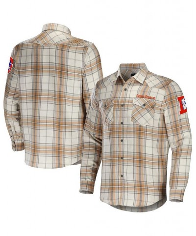 Men's NFL x Darius Rucker Collection by Tan Denver Broncos Flannel Long Sleeve Button-Up Shirt $37.22 Shirts