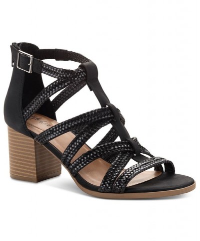 Women's Josettee Strappy Block-Heel Sandals Black $38.16 Shoes