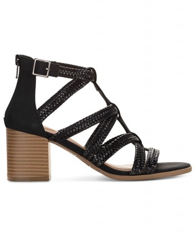 Women's Josettee Strappy Block-Heel Sandals Black $38.16 Shoes