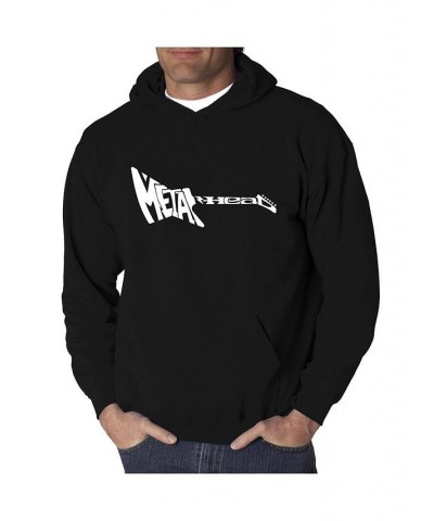 Men's Word Art Hoodie - Metal Head Guitar Black $30.00 Sweatshirt