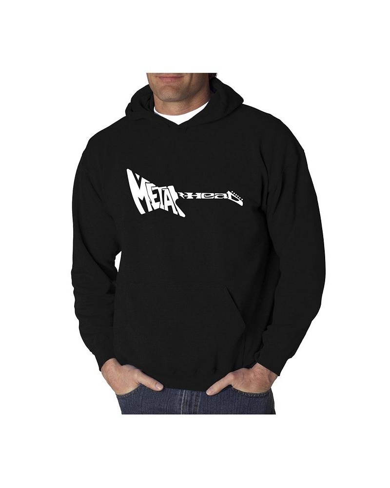 Men's Word Art Hoodie - Metal Head Guitar Black $30.00 Sweatshirt