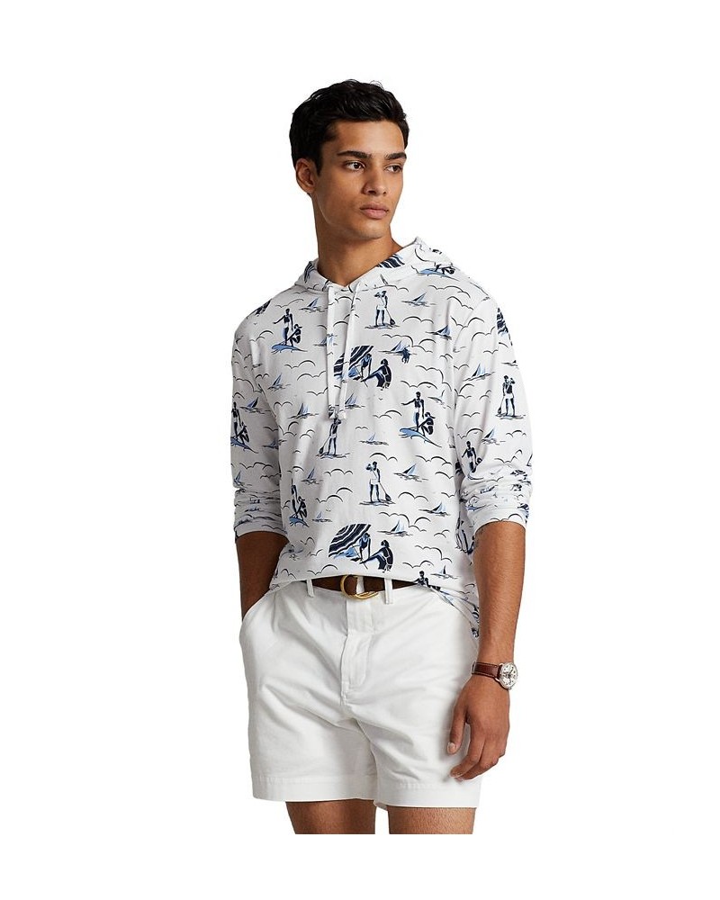 Men's Deco-Print Jersey Hooded T-Shirt White $36.55 T-Shirts