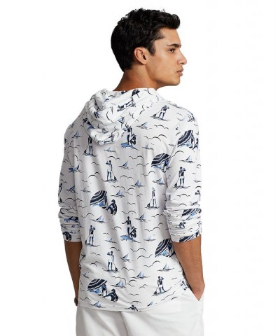 Men's Deco-Print Jersey Hooded T-Shirt White $36.55 T-Shirts