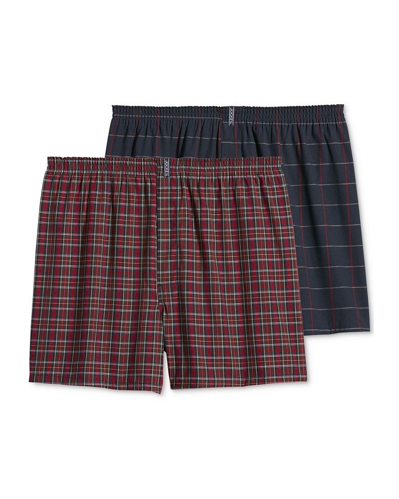 Men's Big & Tall Classic Boxers 2-Pack Red Tartan/Navy $14.40 Underwear