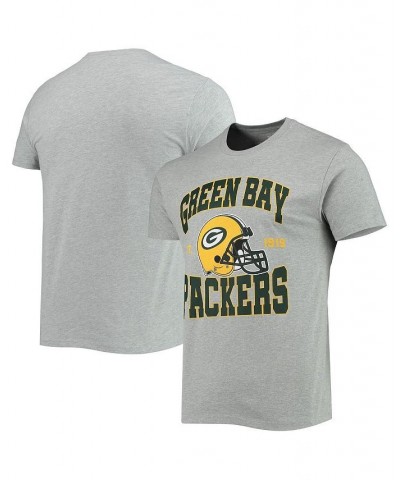 Men's Heathered Gray Green Bay Packers Helmet T-shirt $22.50 T-Shirts