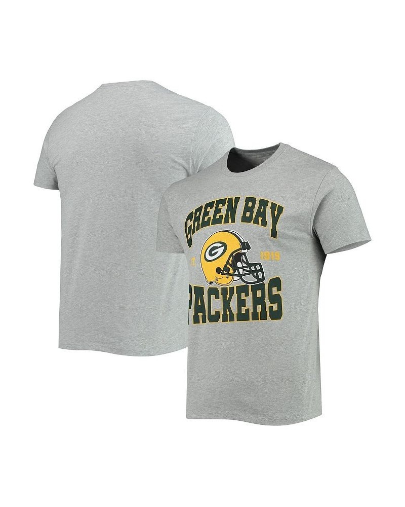 Men's Heathered Gray Green Bay Packers Helmet T-shirt $22.50 T-Shirts