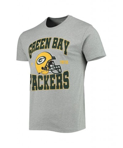 Men's Heathered Gray Green Bay Packers Helmet T-shirt $22.50 T-Shirts