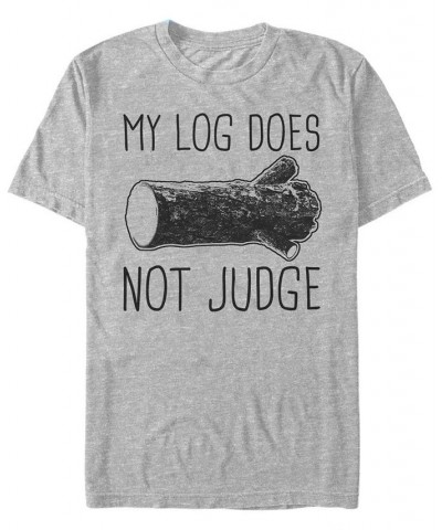 Twin Peaks Men's My Log Doesn't Judge Short Sleeve T-Shirt Gray $19.59 T-Shirts