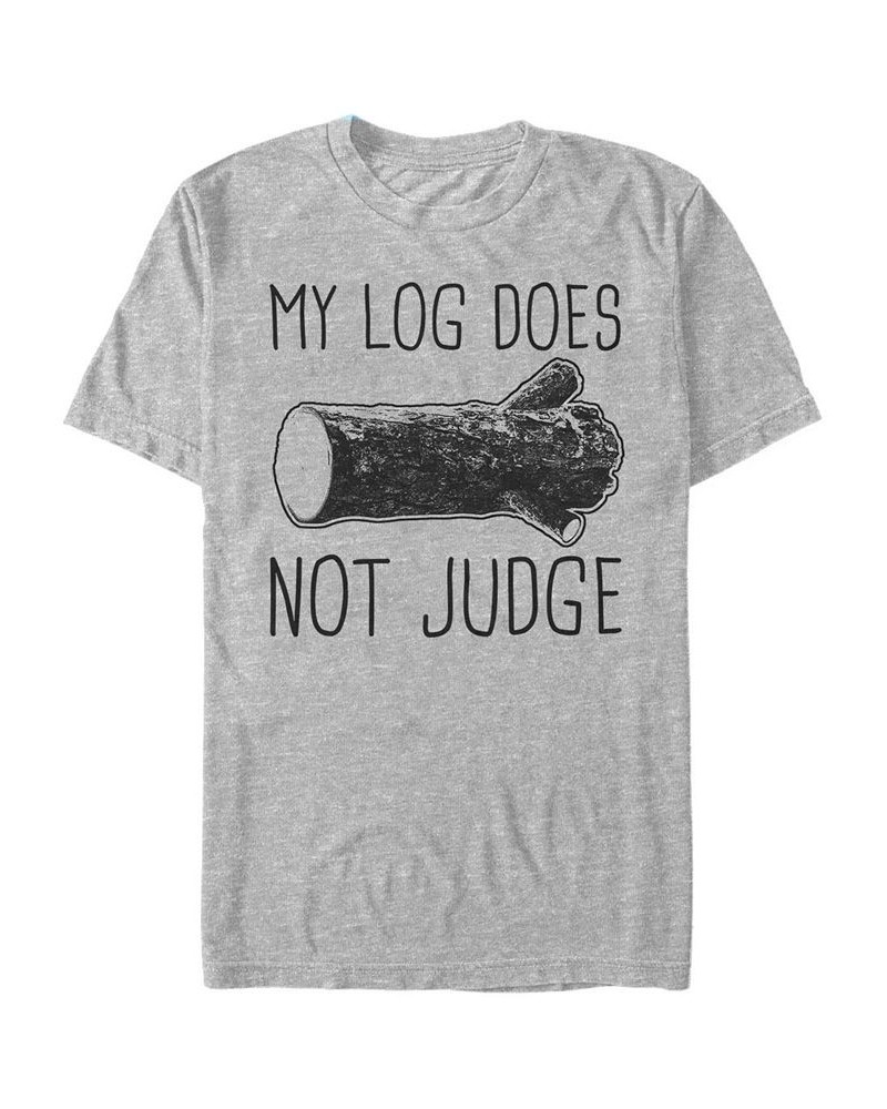 Twin Peaks Men's My Log Doesn't Judge Short Sleeve T-Shirt Gray $19.59 T-Shirts