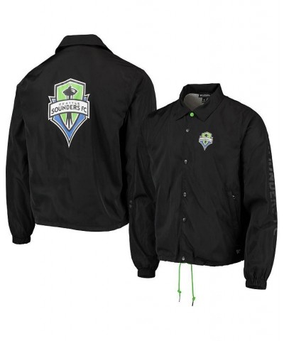 Men's Black Seattle Sounders FC Coaches Full-Snap Jacket $57.82 Jackets