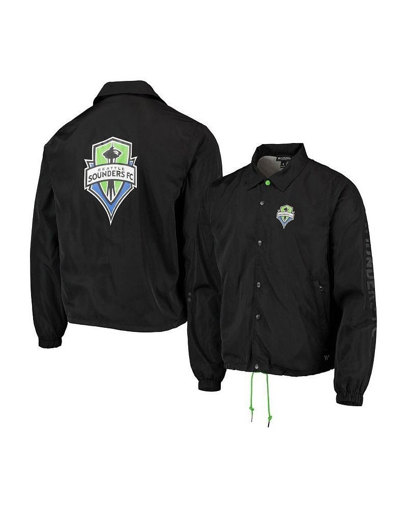 Men's Black Seattle Sounders FC Coaches Full-Snap Jacket $57.82 Jackets