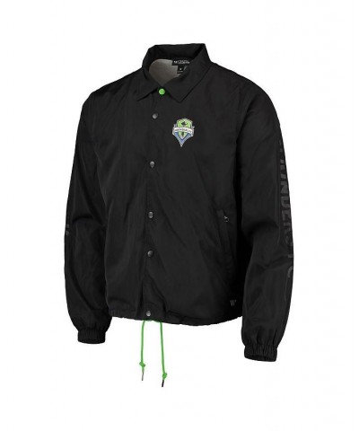 Men's Black Seattle Sounders FC Coaches Full-Snap Jacket $57.82 Jackets