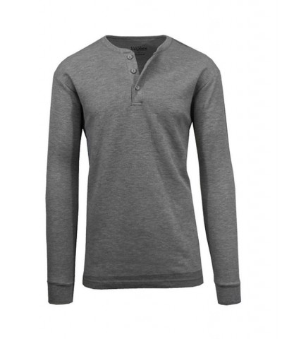 Men's Long Sleeve Thermal Henley Tee PD03 $15.75 T-Shirts