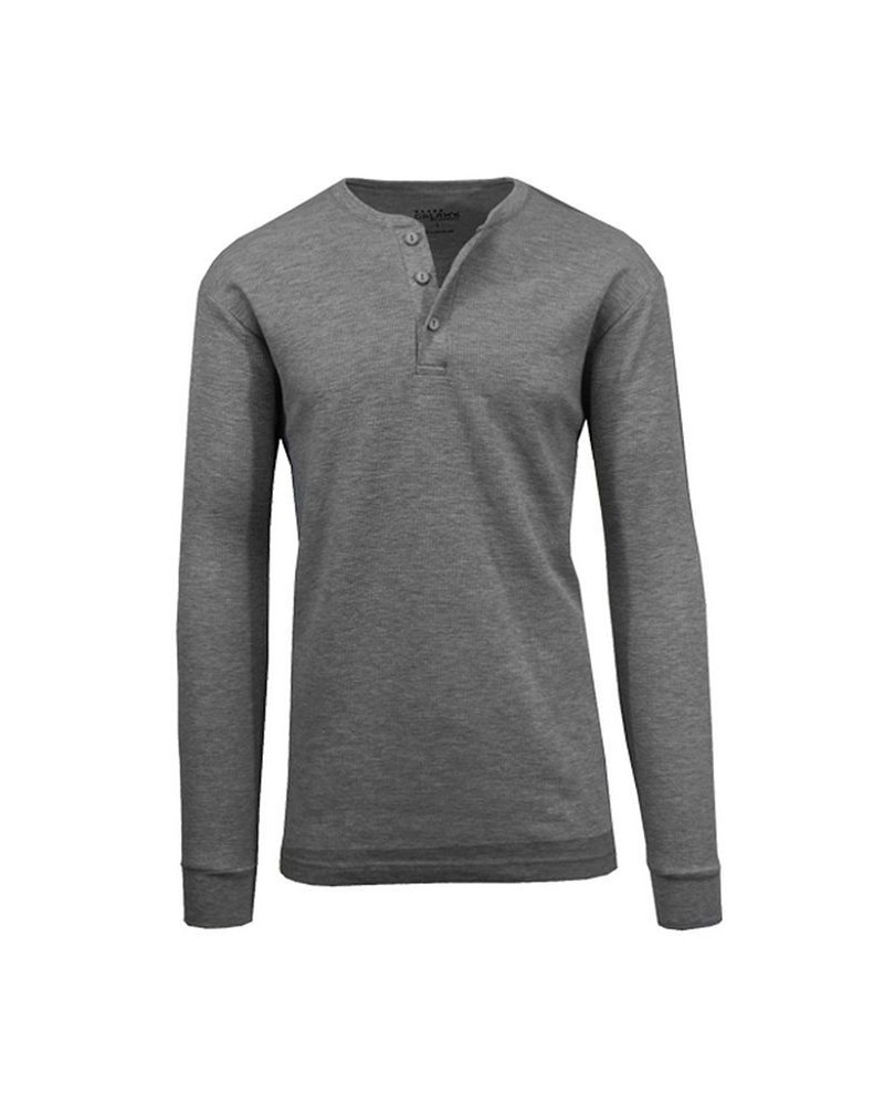 Men's Long Sleeve Thermal Henley Tee PD03 $15.75 T-Shirts