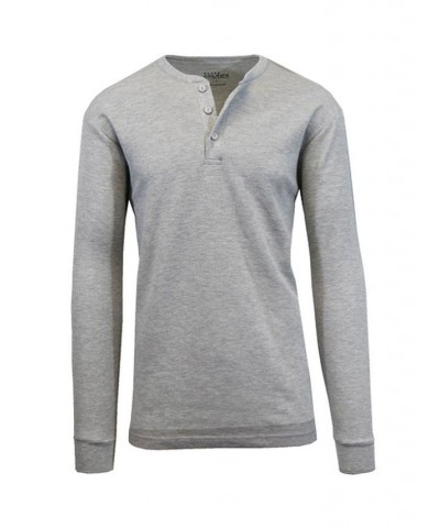 Men's Long Sleeve Thermal Henley Tee PD03 $15.75 T-Shirts