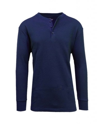 Men's Long Sleeve Thermal Henley Tee PD03 $15.75 T-Shirts