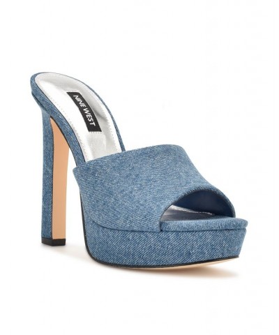 Women's Wilia Platform Slide Sandals Blue $45.15 Shoes