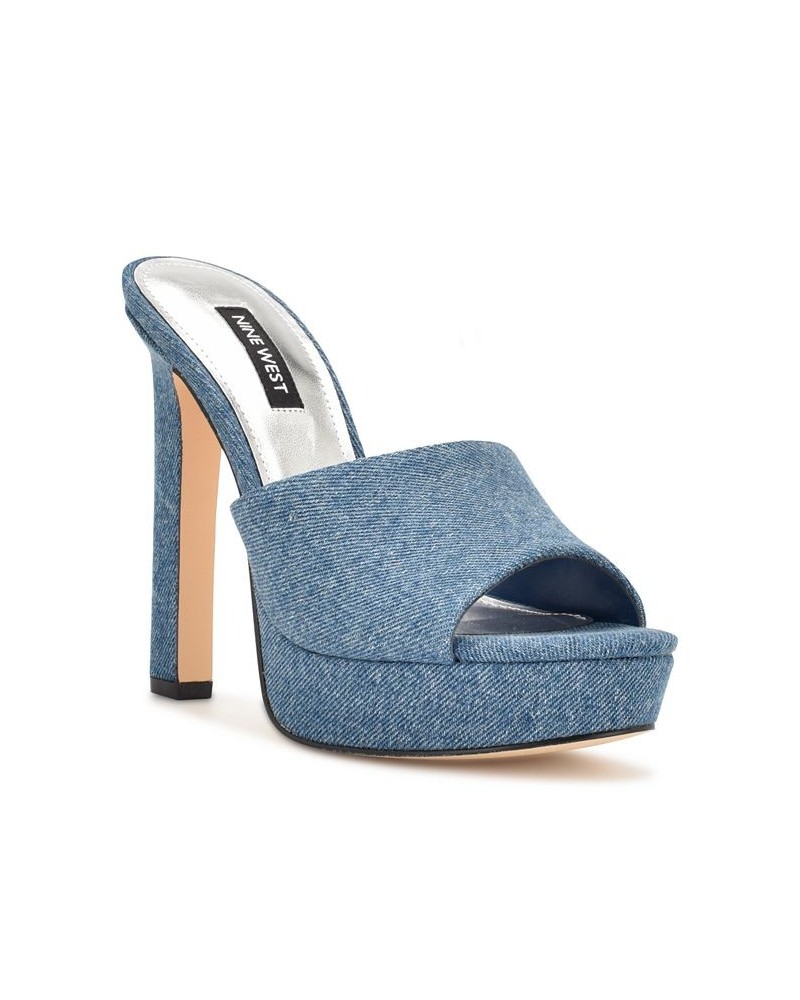 Women's Wilia Platform Slide Sandals Blue $45.15 Shoes