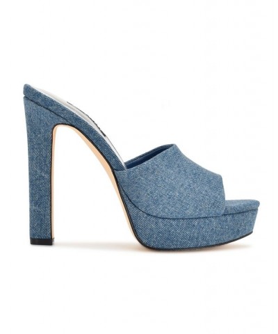 Women's Wilia Platform Slide Sandals Blue $45.15 Shoes