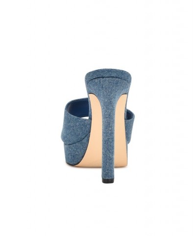 Women's Wilia Platform Slide Sandals Blue $45.15 Shoes