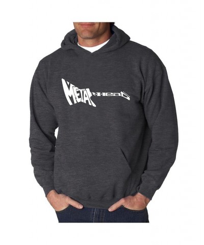 Men's Word Art Hoodie - Metal Head Guitar Black $30.00 Sweatshirt