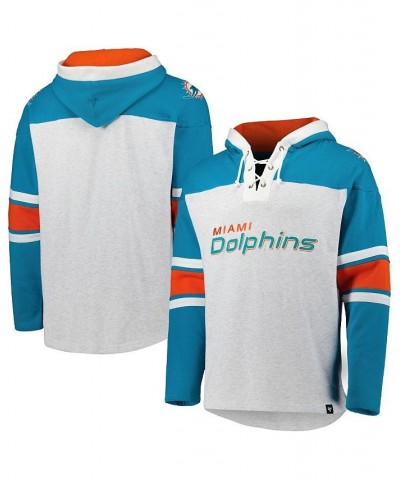 Men's Miami Dolphins Heather Gray Gridiron Lace-Up Pullover Hoodie $54.00 Sweatshirt