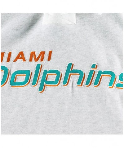 Men's Miami Dolphins Heather Gray Gridiron Lace-Up Pullover Hoodie $54.00 Sweatshirt