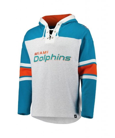 Men's Miami Dolphins Heather Gray Gridiron Lace-Up Pullover Hoodie $54.00 Sweatshirt