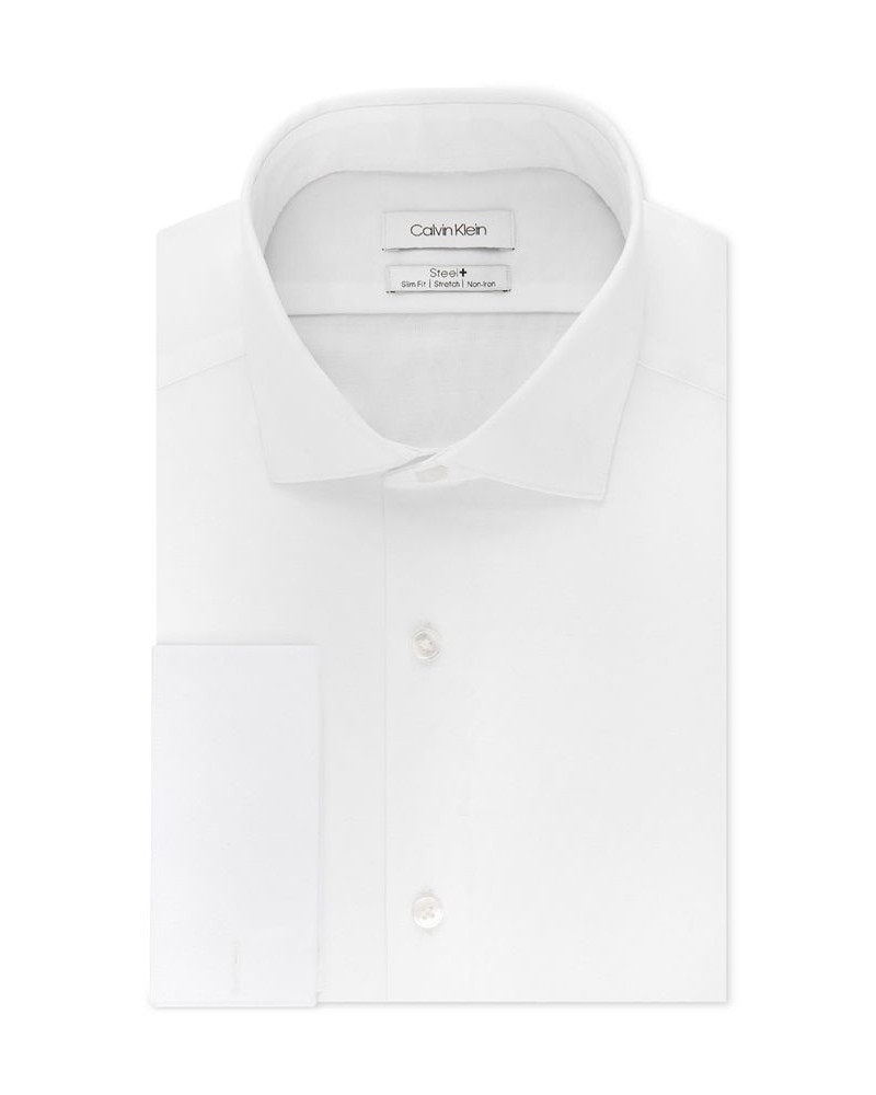 Calvin Klein Men's Slim-Fit French-Cuff Shirt White $28.88 Dress Shirts