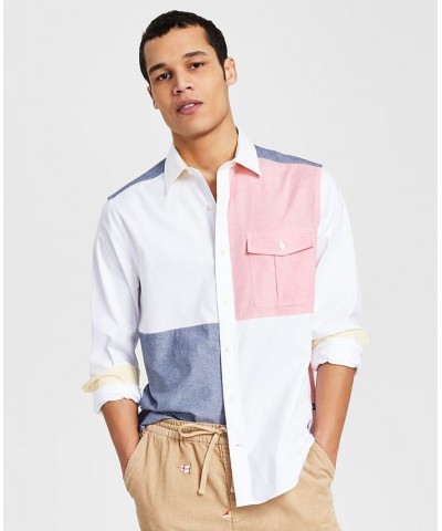 Men's Classic-Fit Colorblocked Button-Down Oxford Shirt White $35.28 Shirts