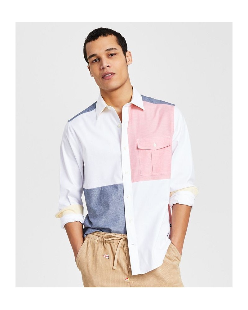 Men's Classic-Fit Colorblocked Button-Down Oxford Shirt White $35.28 Shirts