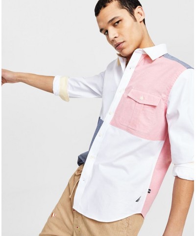 Men's Classic-Fit Colorblocked Button-Down Oxford Shirt White $35.28 Shirts