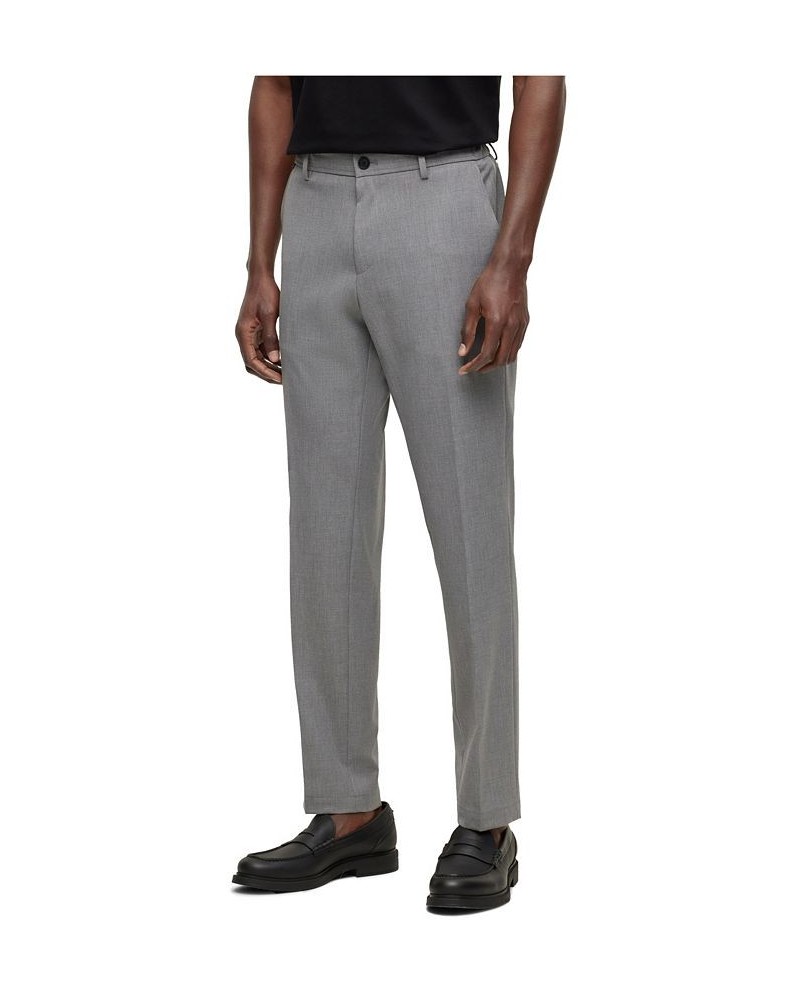 BOSS Men's Slim-Fit Micro-Patterned Performance-Stretch Trousers Gray $70.72 Pants