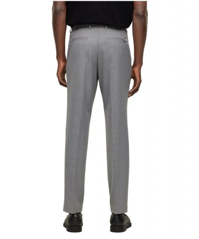 BOSS Men's Slim-Fit Micro-Patterned Performance-Stretch Trousers Gray $70.72 Pants