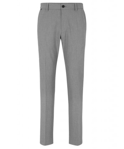 BOSS Men's Slim-Fit Micro-Patterned Performance-Stretch Trousers Gray $70.72 Pants