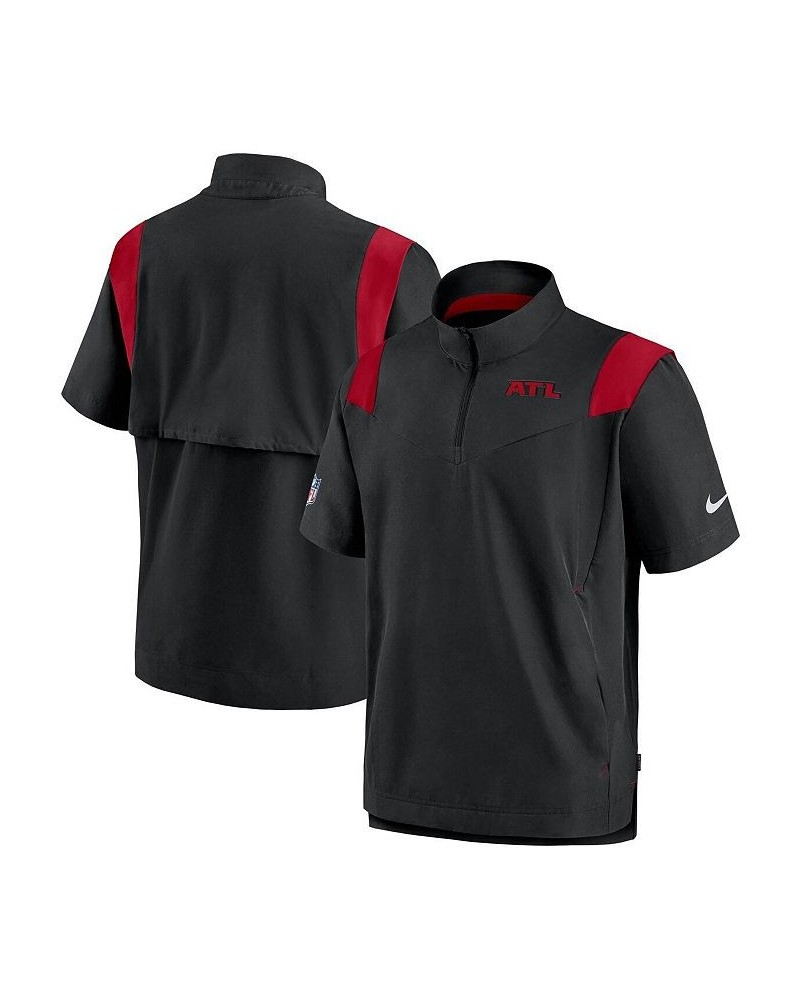 Men's Black Atlanta Falcons Sideline Coaches Short Sleeve Quarter-Zip Jacket $43.19 Jackets