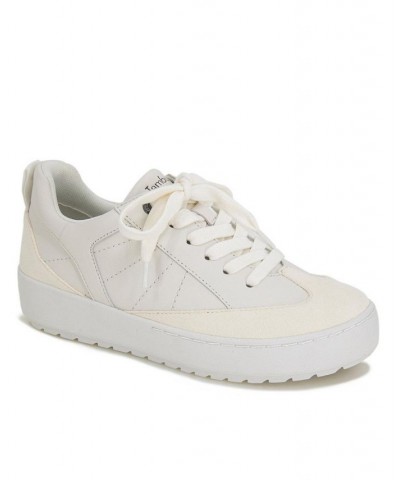 Women's Sandy Zipper Flat Sneakers White $52.82 Shoes