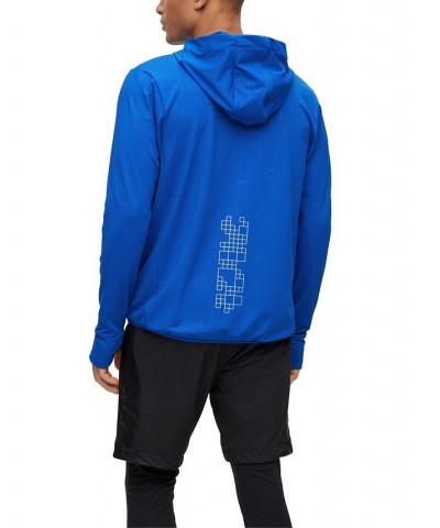 BOSS Men's Glow-In-The-Dark Artwork Zip-Up Hoodie Blue $86.40 Sweatshirt