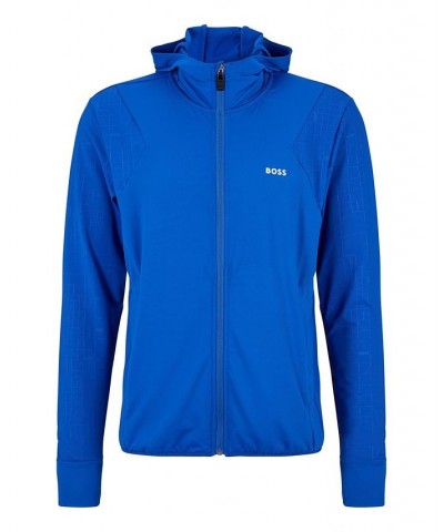 BOSS Men's Glow-In-The-Dark Artwork Zip-Up Hoodie Blue $86.40 Sweatshirt