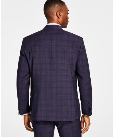 Men's Classic Fit Wool-Blend Plaid Suit Jacket & Suit Pants Purple $78.00 Suits