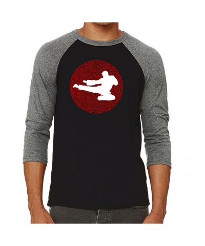 Men's Raglan Word Art T-shirt - Types of Martial Arts Gray $24.74 T-Shirts