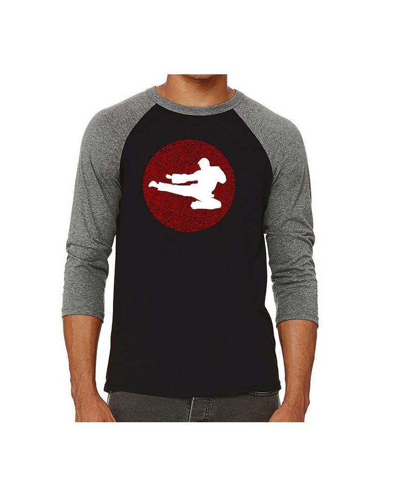 Men's Raglan Word Art T-shirt - Types of Martial Arts Gray $24.74 T-Shirts